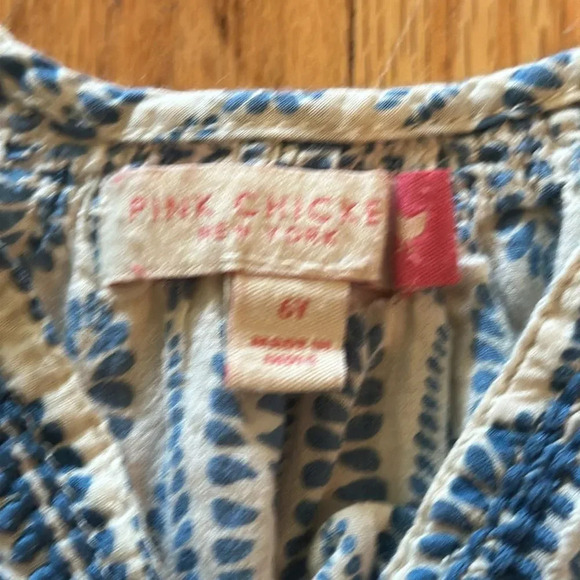 Pink Chicken New York 6 cotton made in India dress white blue great condition - Picture 3 of 6